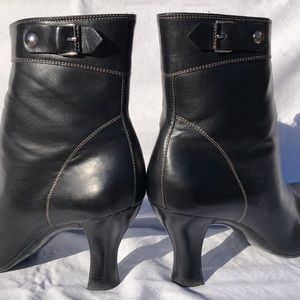 Cole Haan Black Leather Boots w/3” Heel, “Pandora”